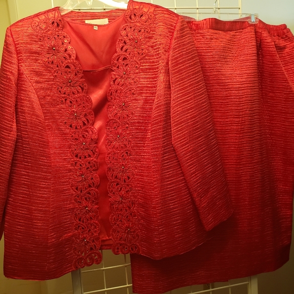 Giovanna Collection Red Suit Skirt 3-Piece Set - Picture 1 of 4